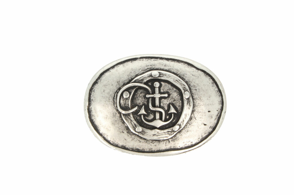 Norman K Gürtelschnalle - Anker & Tau Design In Altsilber, Oval